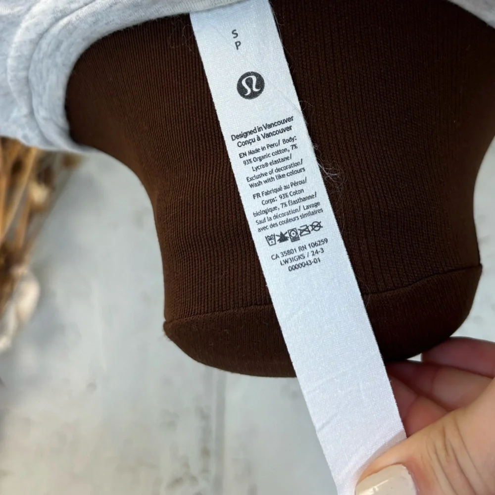 Lululemon Organic Cotton Crew Neck Long Sleeve Heathered Grey Tee Small